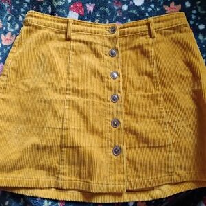 Mustard Yellow Corduroy Mini Skirt